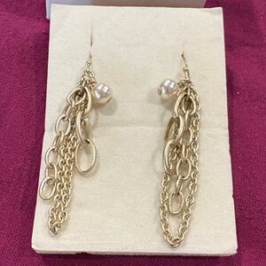 Avon Gold Chain and Pearl Drop Earrings